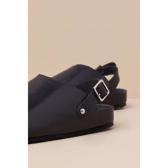 Seychelles Buckle Up Black Leather Slingback Slip-On Clogs - Picture 4 of 6